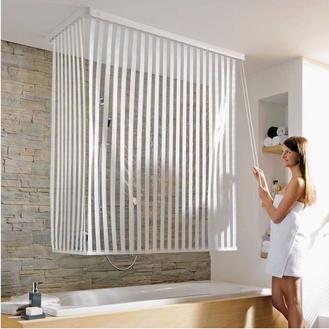 Kleine Wolke Eck-Duschrollo 132 x 56 x 240 cm grau Duschgardine Spritzschutz