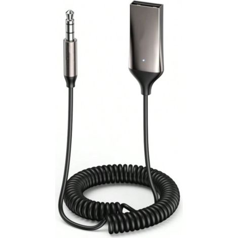 Bluetooth 6.0-Klinkenadapter für Auto, 3,5-mm-Aux-Receiver und USB für Autoradio-Lautsprecher, Verstärker, Lautsprecher, Freisprechen (Dunkelgrau)