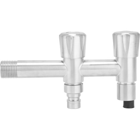 Robinet en acier inoxydable G1/2, 1 entrée, 2 sorties, pour lave-linge, salle de bain ou balcon. (1/5)