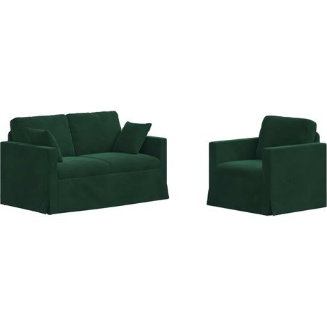 Ensemble de Canapés 2 pcs  Salon de jardin Vert foncé 138 x 78 x 80 cm Velours