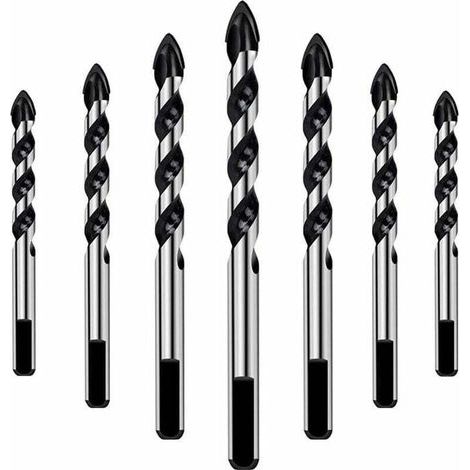 Juego de 7 brocas para azulejos, vidrio, hormigón, piedra, ladrillo, cerámica y espejos (3 mm, 4 mm, 5 mm, 6 mm, 8 mm, 10 mm, 12 mm) (1/4)