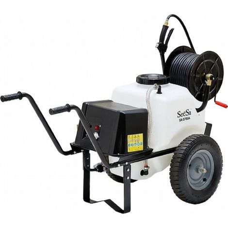 Varan Motors - SX-ST80A Irroratore agricolo a batteria 38Ah 12V su ruote � Spargitore con serbatoio da 80 L, tubo da 30 m con avvolgitubo