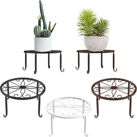 Porte plantes et étagère à plantes，Support pour Plantes en Pot, [Lot de 3] Porte-Pots de Fleurs en Fer pour l'intérieur, Résistant à la Rouille, 9 Pouces Support de Jardin Durable en Métal - Noir，CMOD (1/4)