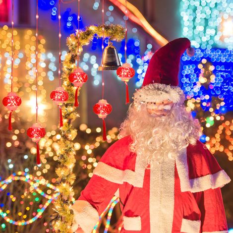 LED-Lichtervorhang mit roten Laternen für das chinesische Neujahr, Fenstergirlande (1 Lichtervorhang pro Beutel) (1/5)