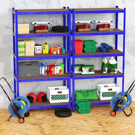 5 Level Garage Wire Metal Shelving Adjustable Steel HeavyDuty Storage Shelf 2PCS (1/5)