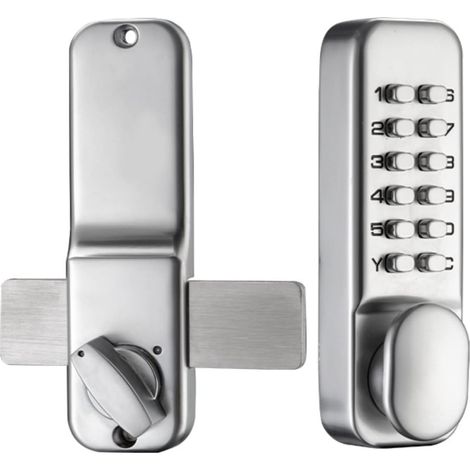 Serrure de porte mécanique en acier inoxydable avec clavier, serrure de porte d'entrée sans clé, serrure à loquet avec poignée (1/5)