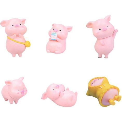 Figurine miniature unique de cochon en résine décorative, jouet de collection (1/4)