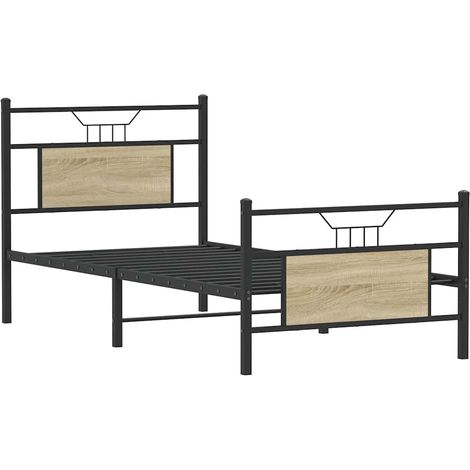 vidaXL Cadre de lit sans matelas chĂŞne sonoma 90x190 cm (1/5)