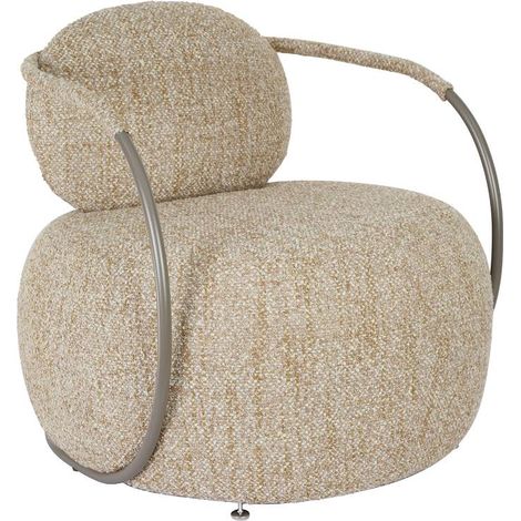 Fauteuil en tissu beige chiné Cassy