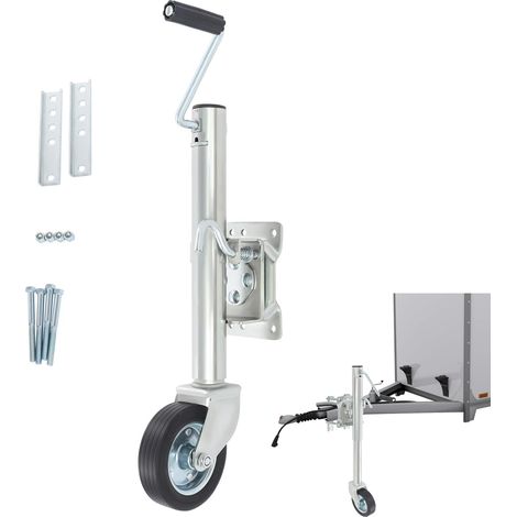 Stützrad 544 kg / 1200 lbs Bugrad  Schwerlast-Anhängerstützrad mit Kurbelhub 25,4 cm  Verzinkter Stahl für Anhänger, Wohnwagen & Boote  Ø44/51mm Rohr, 15 cm Rad  Schwarz