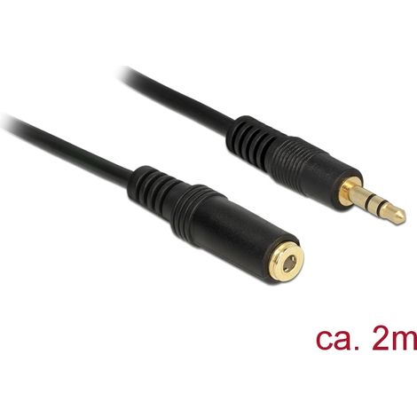 Kabel klinke 3 pin verlÃ¤ngerung 3,5 mm stecker  buchse 2,0 m schwarz delock