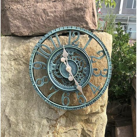 royaluxe - Grande horloge de jardin rétro - Résistante aux intempéries - Horloge de salle de bain - Décor vintage - Pas de tic-tac (1/5)