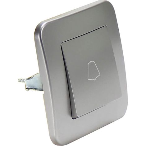 IluminaShop - Interruptor Empotrable Simple Pulsador Gris Basic Marco Incluido (1/3)
