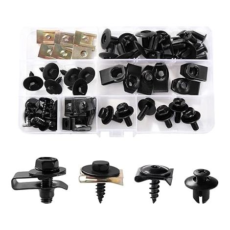 Kit de 54 Pièces de Clips de Fixation et Vis de Carrosserie pour Voiture - Agrafes, Boulons et Écrous en U pour Pare-Chocs, Garde-Boue et Panneaux de Porte (1/5)
