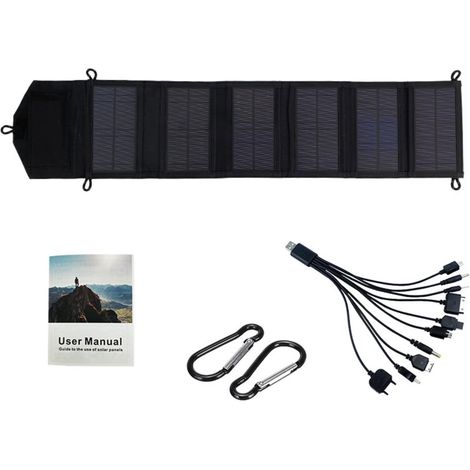 Panneau de charge solaire extérieur 15 W 5 V double port pliable technologie intelligente pour camping aventure panneau solaire en silicone (1/5)