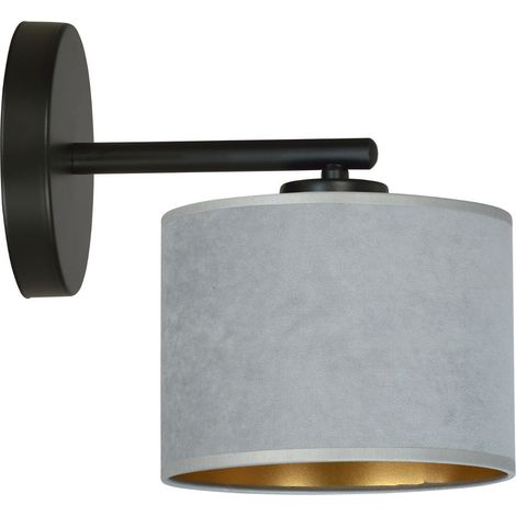 Applique Emibig Hilde K1 grigio ottone E27 1 luce tessuto (1/5)