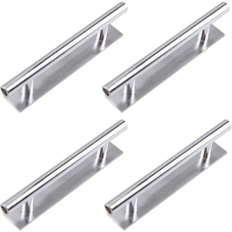 Pack of 4 Silver Plastic Pull Handles with Plate for Kitchen Cupboard Window Sliding Door Wardrobe (1/5)