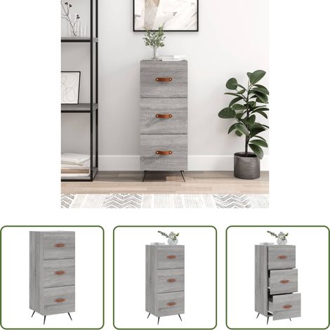vidaXL Metallbeine -  Sideboard Grau Sonoma 34,5x34x90 cm Holzwerkstoff (1/5)