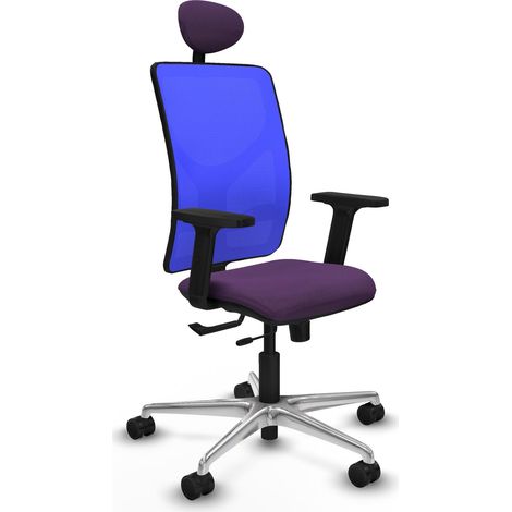Chaise de bureau piqueras y crespo Motilla bleu aluminium maille (1/2)