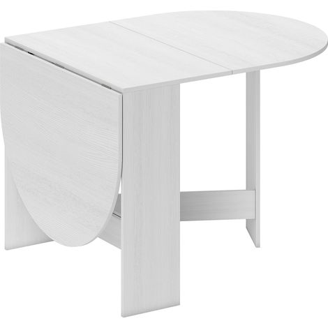 Table à manger ovale pliante, table de cuisine blanche extensible pour 6 personnes, gain de place, idéale petits espaces et salle à manger (1/5)