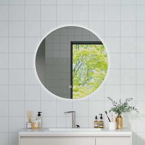 OCEAN Specchio da bagno 50x50cm con LED,3 colori,Dimmerabile, Antiappannamento,Memoria,IP44, Vetro HD (1/5)