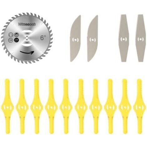 15 Pièces Lame Coupe Bordure sans fil avec Batterie Debroussailleuse Electrique fil, Debrouissalleuses pour Outils Électriques Extérieurs silver - (1/5)