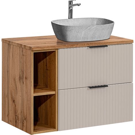Waschtisch 80cm Adriel mit 2 Schubladen, Beige (1/5)
