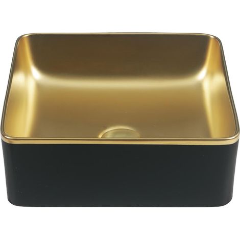 DUNE 188725 SAVANNAH BLACK&GOLD Lavabo Sobre Encimera 36.5X36.5X13 - ref: 188725