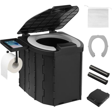Toilette de Camping Portable Adulte Toilette Pliable avec Couvercle et 10 Sacs Poubelles, pour Le Camping, Les Barbecues, Les Voyages, la Pêche, la Plage et L'auto-Propulsion (1/5)
