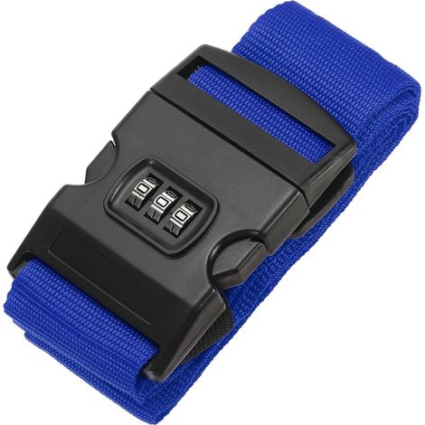Sangles à bagages , sangles de valise réglables avec cadenas à combinaison pour bagages et valises de voyage, bleu foncé (1/5)