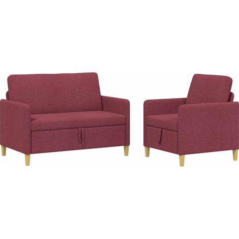Canapé avec rangement 2 pcs Bordeaux Polyester vidaXL (1/5)
