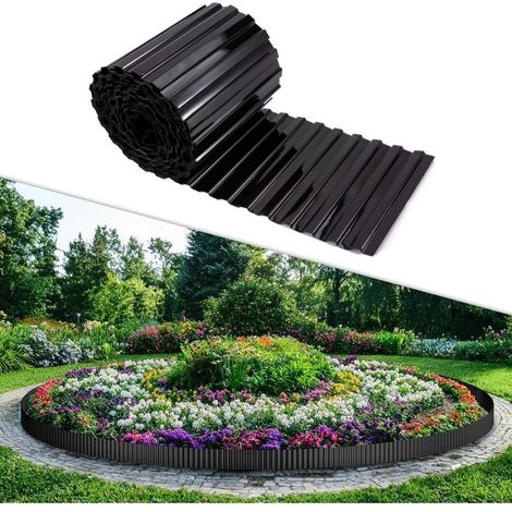 Bordure de jardin 9 m x 15 cm, flexible, ondulée, noire (1/5)