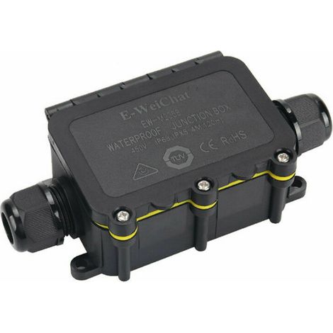 Green Mobility-1 Pièce Boîte de Jonction Etanche IP68, Boîte de Dérivation 2 Voies Connecteurs Boîtier Éectrique Extérieur Facile à Installer pour Ø 5-12mm Diamètre du Câble, Noir (1/5)