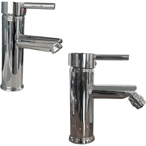 Robinet mitigeur lavabo moderne en laiton chromé et robinet de bidet en laiton chromé, compleT (1/4)