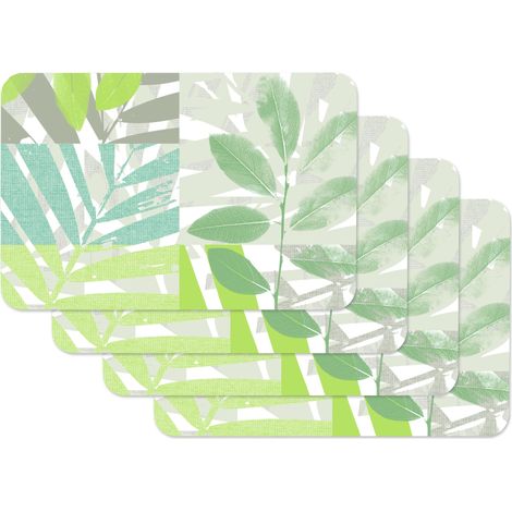 Set de table imprimé Leaves, Napperon pour salle à manger, Tapis de table à manger, rectangulaire, 4 pièce, 45 x 30cm, 59105 (1/5)