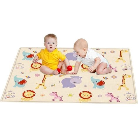 Grand Tapis de Jeu pour Bébé, Animaux du Monde,Pliable, Tapis de Sol en Mousse, Antidérapant,Tapis d'éveil (1/4)