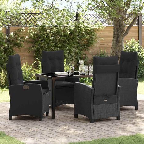 Conjunto de Comedor de Jardín 5 pcs Negro ratán sintético vidaXL (1/5)