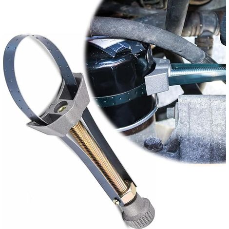 Oil filter wrench, strap wrench for dismantling the oil filter, belt wrench for removing the oil filter with steel strip, clamping range Ø 60-120 mm (1/5)