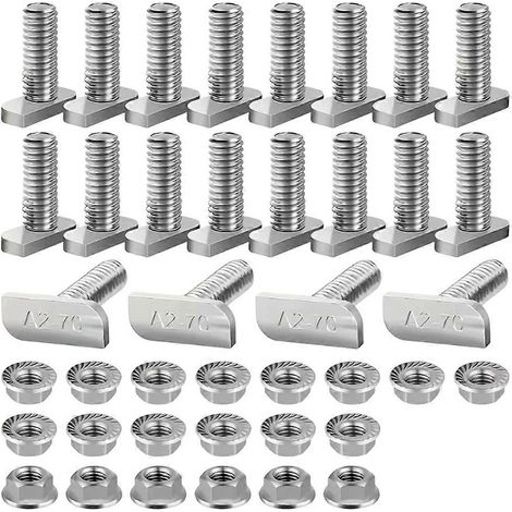 40 vis en T en acier inoxydable, vis à tête carrée, vis de fixation à tête hexagonale M8 avec bride pour serres et production d'énergie (1/5)