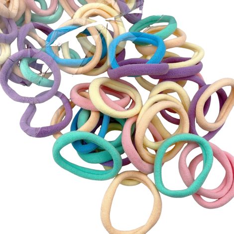 Goma elástica sin costuras para el cabello, estilo coleta, color liso, paquete de 100 unidades. (1/5)