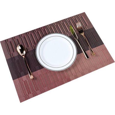 Manteles individuales de vinilo lavables, elegantes y resistentes para la mesa del comedor, juego de 4 (burdeos) (1/5)