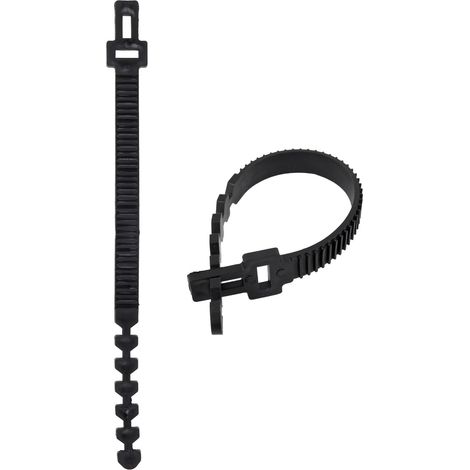 Attache Arbre réglable crantée – Collier de tuteurage Plastique Souple Noir – Fixation Arbre, arbuste et tuteur – Longueur 60 cm