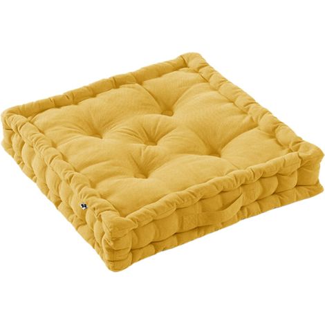SOPHIE - Coussin de Sol 50x50cm Coton Coloris Safran (1/3)