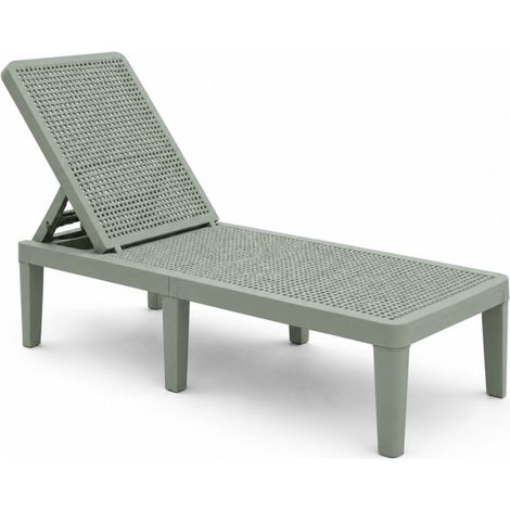 Transat de Jardin en Résine – Bain de Soleil avec Dossier Réglable – Vert foncé (1/5)