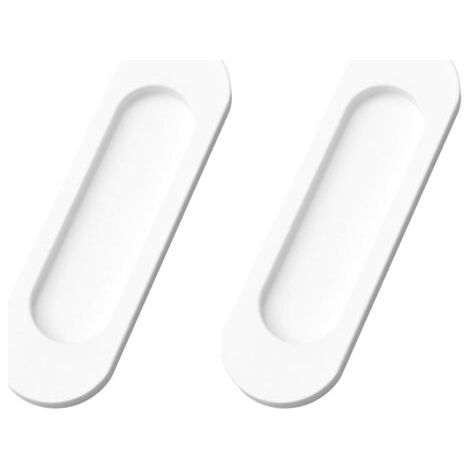 QORVA-Lot de 2 (blanc, 149mm) poignées de porte coulissante ovales autocollantes en alliage d'aluminium pour porte de grange coulissante, placard, armoire, tiroirs
