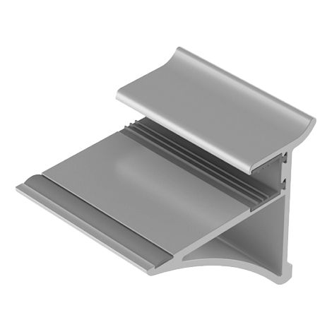 Support pour tablette en verre – Aluminium anodisé argent – Largeur 50 mm – Épaisseur tablette 10 mm – Profondeur maxi 120 mm – Zobal (1/4)