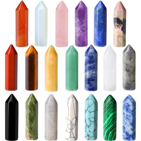 Irovami Mini baguettes guérison cristal – lot 20, quartz rose/améthyste, chakras/reiki (1/5)