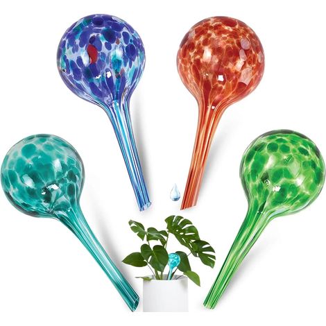 Regaderas automáticas de cristal para plantas, con depósito de agua para 7-10 días, juego de 4 (transparentes) (1/5)