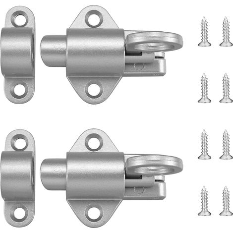 Chiusura a scatto per porta a 2 pezzi con 8 viti, serratura per porta scorrevole in argento, chiusura a molla in alluminio, chiusura per porta per finestre, porte da giardino, armadi, guardaroba (1/5)