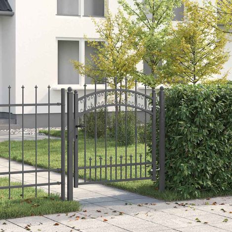 vidaXL Fence Gate with Spear Top KAMPEN 103 x 100 cm Steel Grey